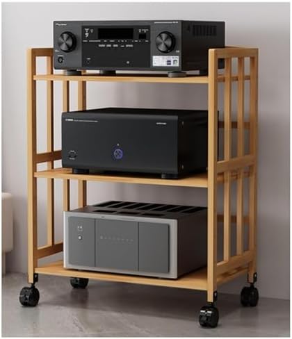 木製テレビスタンドシェルフ、可動式ターンテーブルホルダー付き